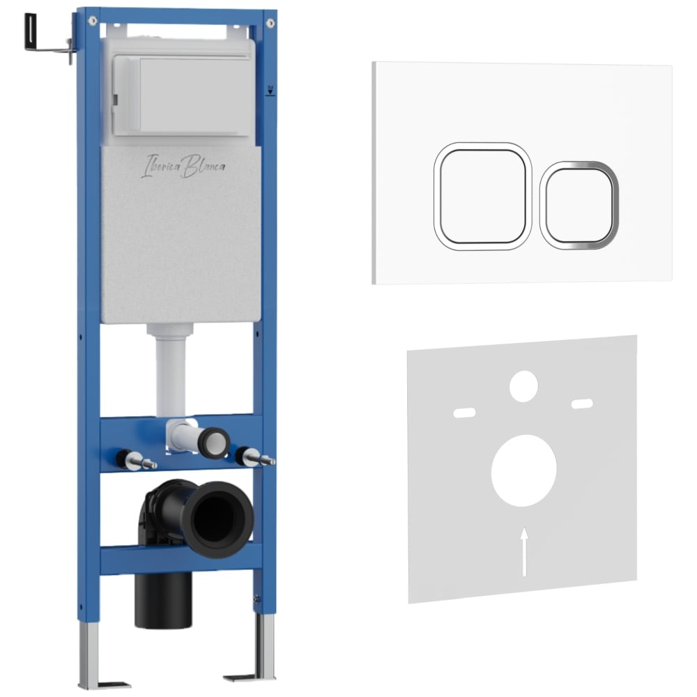 Изображение товара Инсталляция IBERICA BLANCA 40 см с клавишей смыва, белый глянец