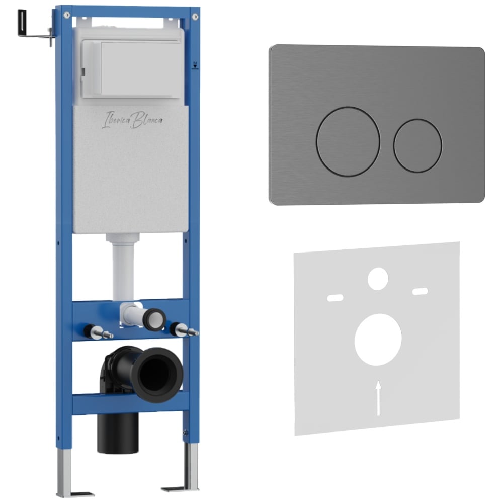 Изображение товара Инсталляция для унитаза IBERICA BLANCA IB.B081.008 3/7 л с клавишей из вороненой стали