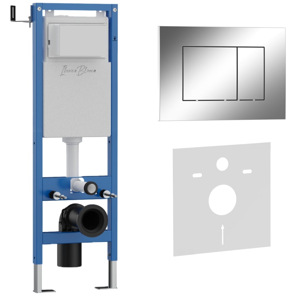 Изображение товара Комплект 2в1 IBERICA BLANCA инсталляция 40 см+клавиша смыва хром глянцевый, ABS пластик ESTI-S (IB.B085.003.002) IB.001M.852