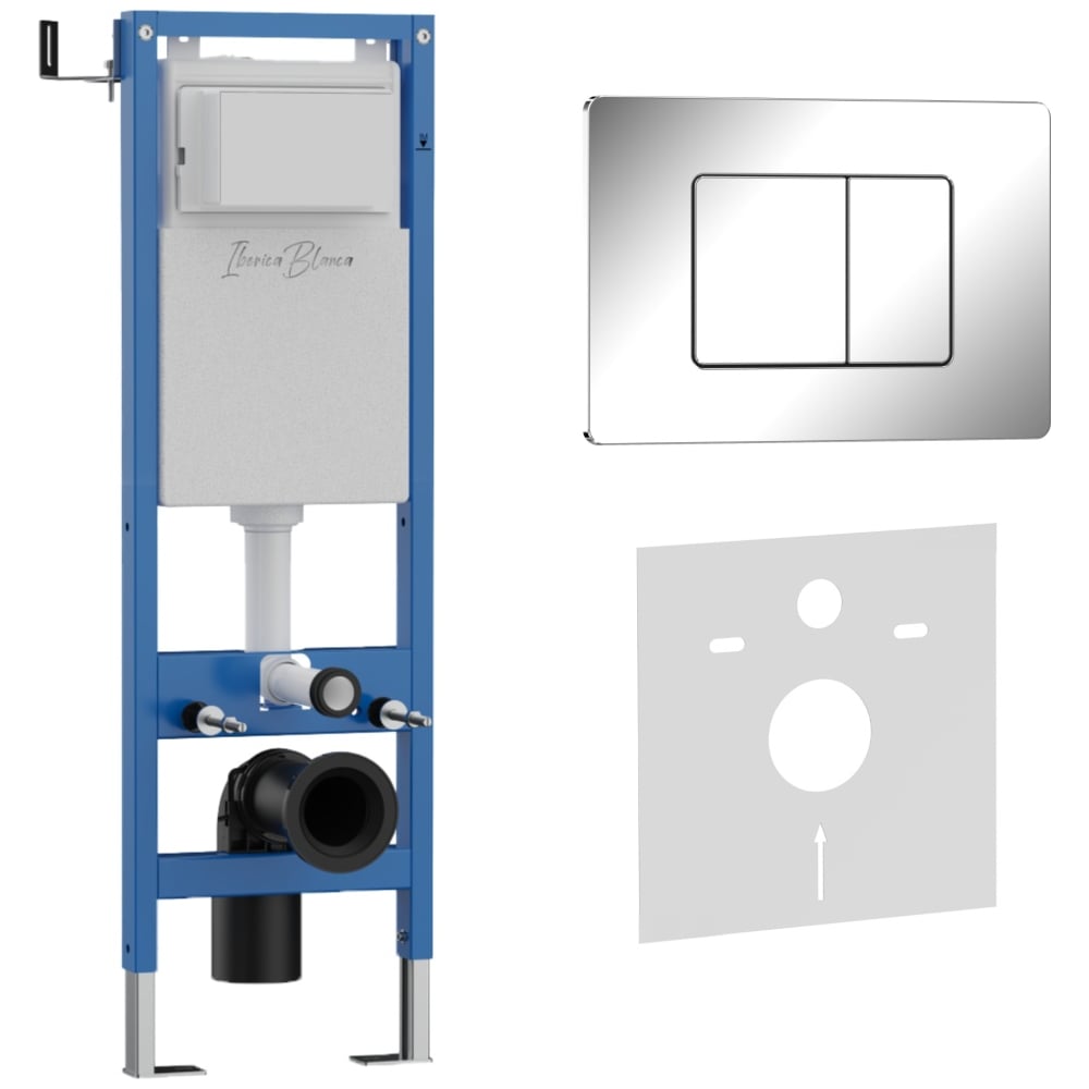Изображение товара Комплект 2в1 IBERICA BLANCA инсталляция 40 см+клавиша смыва хром глянцевый, нержавеющая сталь INOX-C (IB.B011.003.0 IB.001M.1131