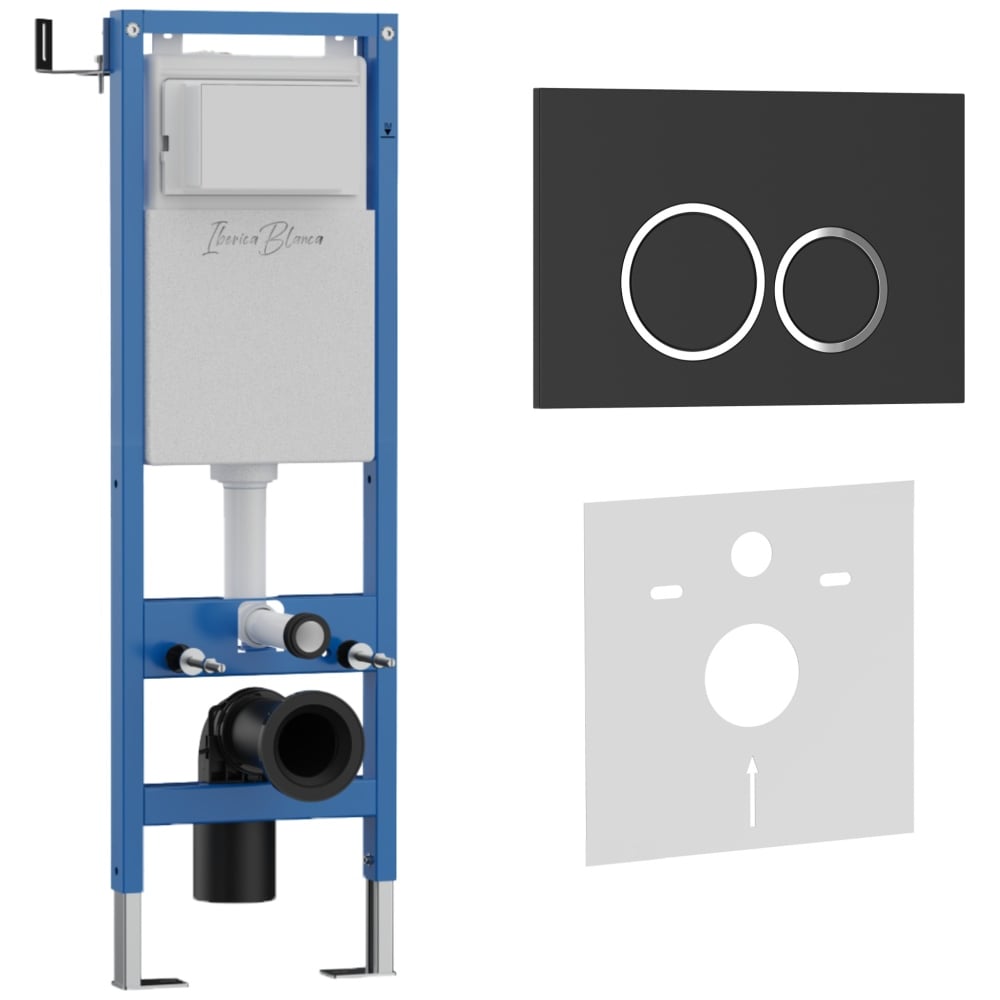 Изображение товара Установка унитаза IBERICA ESTI-O 2в1 INs для инсталляции с клавишей смыва, матовый черный