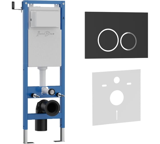 Изображение товара Комплект 2в1 IBERICA BLANCA инсталляция 40 см+клавиша смыва черный матовый, ABS пластик ESTI-O (IB.B082.002.000) IB.001M.822