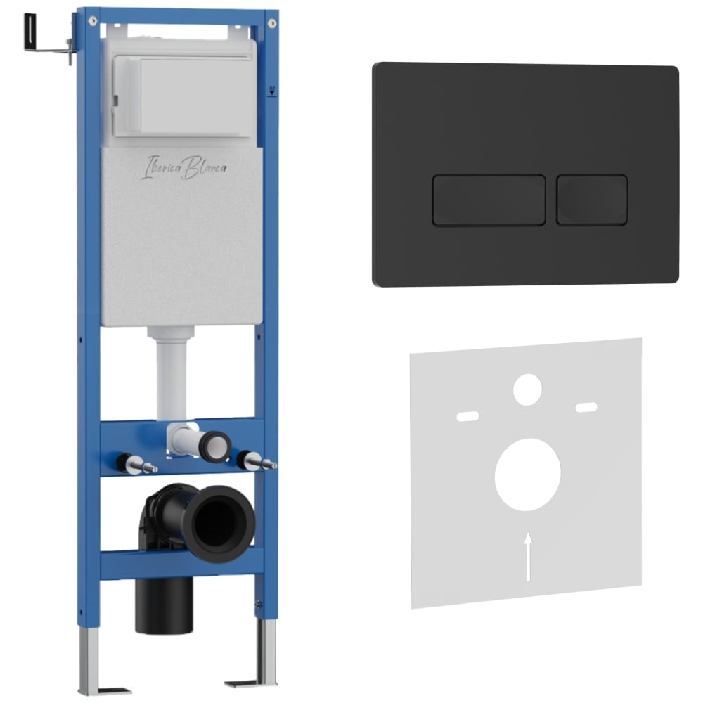 Изображение товара Инсталляция унитаза IBERICA ESTI-R 40 см с клавишей смыва матовый черный