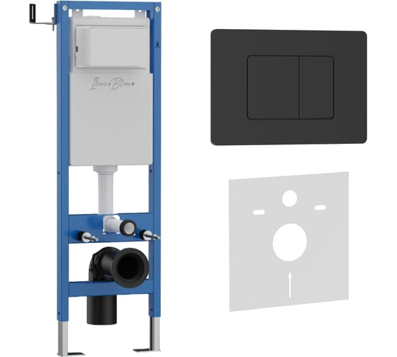 Изображение товара Комплект 2в1 IBERICA BLANCA инсталляция 40 см+клавиша смыва черный матовый, нержавеющая сталь INOX-C (IB.B011.002.0 IB.001M.112
