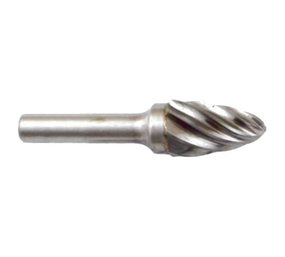 Изображение товара Борфреза твердосплавная гиперболическая со сферическим торцом F10 20С06 (10x20x6х65 мм; R=2.5 мм; спиральная крупная насечка) CNIC 58188