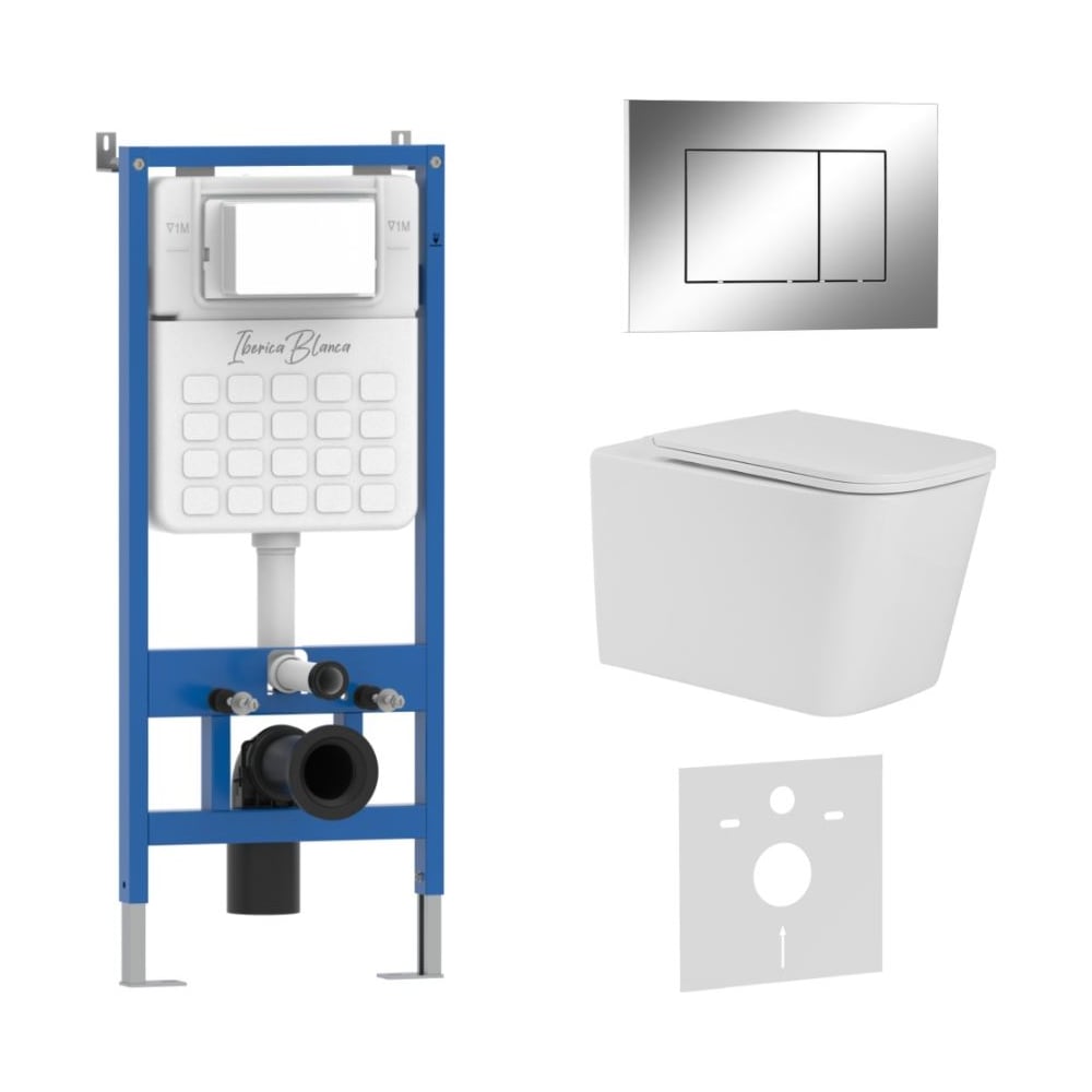 Изображение товара Унитаз безободковый IBERICA TOLEDO ALTO IB.TLA.231.1B1 с инсталляцией 1140 мм