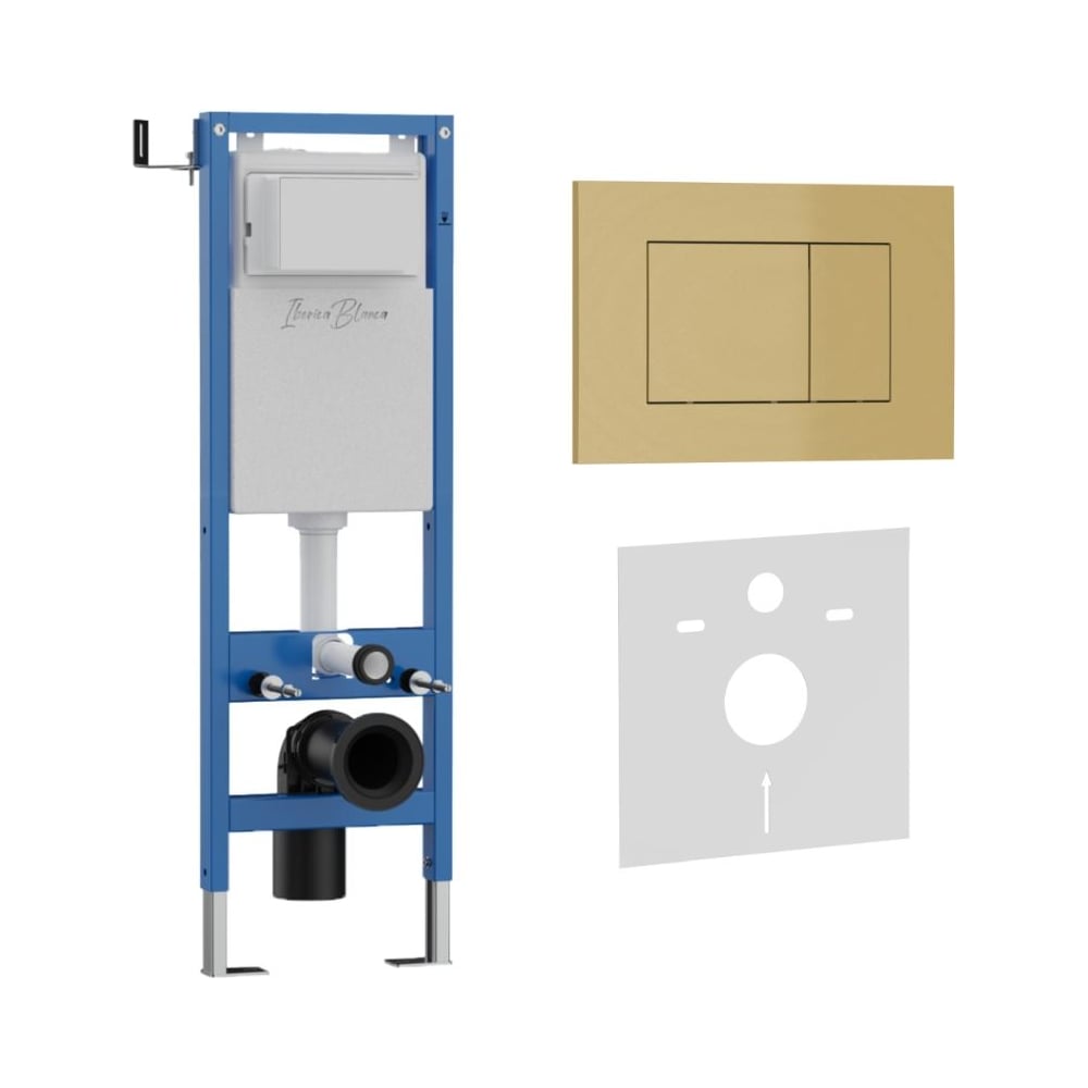 Изображение товара Комплект 2в1 IBERICA BLANCA инсталляция 40 см+клавиша смыва золото матовое, ABS пластик ESTI-S (IB.B085.005.000) IB.001M.854