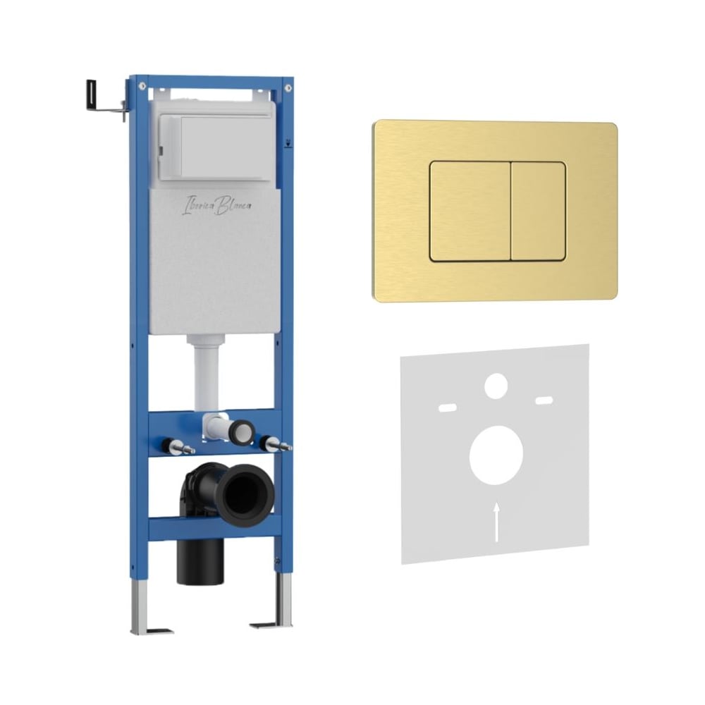 Изображение товара Комплект 2в1 IBERICA BLANCA инсталляция 40 см+клавиша смыва золото матовое, нержавеющая сталь INOX-C (IB.B011.005.0 IB.001M.115