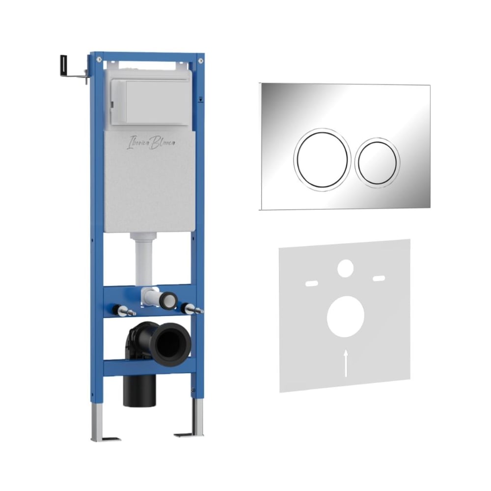Изображение товара Инсталляция для унитаза IBERICA BLANCA ESTI-O 40 см с клавишей смыва хром