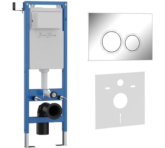 Изображение товара Комплект 2в1 IBERICA BLANCA инсталляция 40 см+клавиша смыва хром глянцевый, ABS пластик ESTI-O (IB.B082.003.002) IB.001M.823