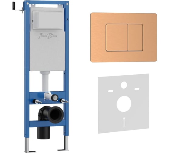 Изображение товара Комплект 2в1 IBERICA BLANCA инсталляция 40 см+клавиша смыва розовое золото матовое, нержавеющая сталь INOX-C (IB.B0 IB.001M.1172