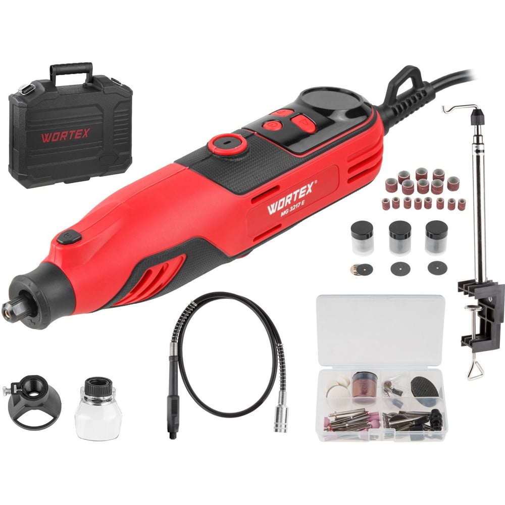 Изображение товара Гравер WORTEX MG 3217 E в кейсе 130 Вт 10000-35000 об/мин 3,2 мм