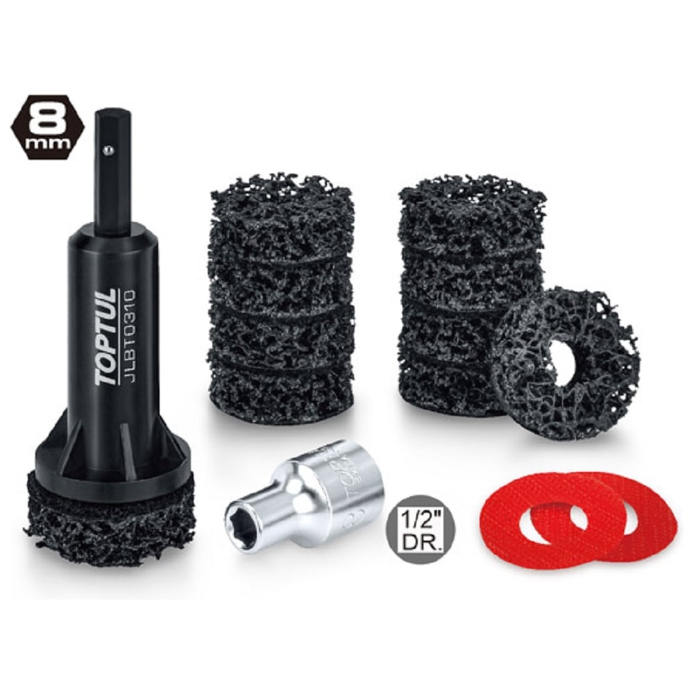 Изображение товара Набор насадок для чистки вокруг колесных шпилек и ступиц TOPTUL 14 предметов, JGAS1401 Изображение товара Набор насадок для чистки вокруг колесных шпилек и ступиц TOPTUL 14 предметов, JGAS1401