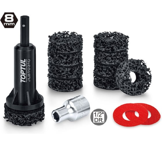 Изображение товара Набор насадок для чистки вокруг колесных шпилек и ступиц TOPTUL 14 предметов, JGAS1401