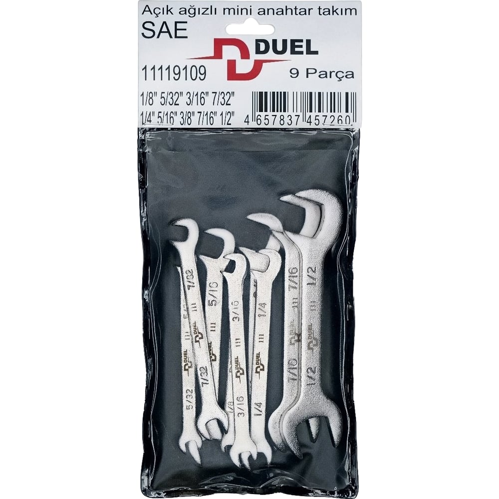 Изображение товара Набор рожковых угловых мини ключей DUEL SAE в блистере, 9 предметов, 11119109