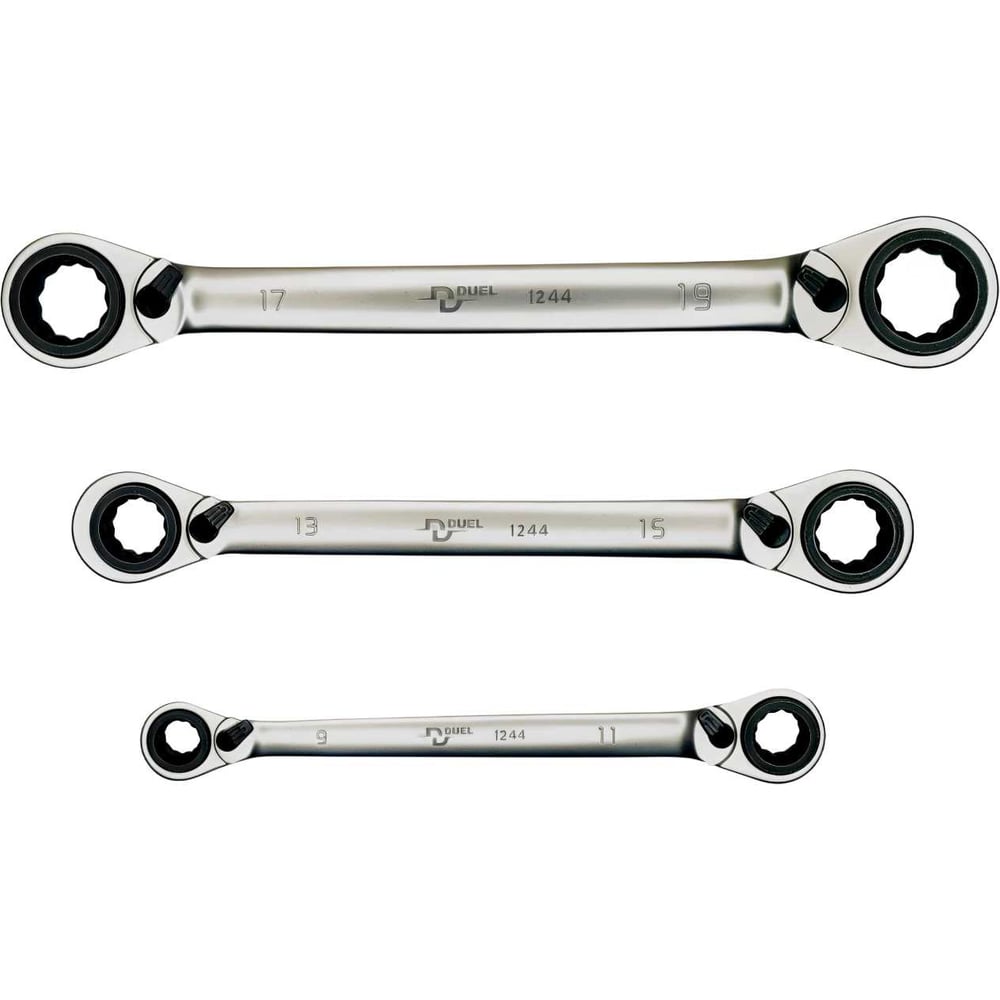 Изображение товара Набор накидных трещоточных ключей 4 в 1 в чехле DUEL 3 предмета, 12449203
