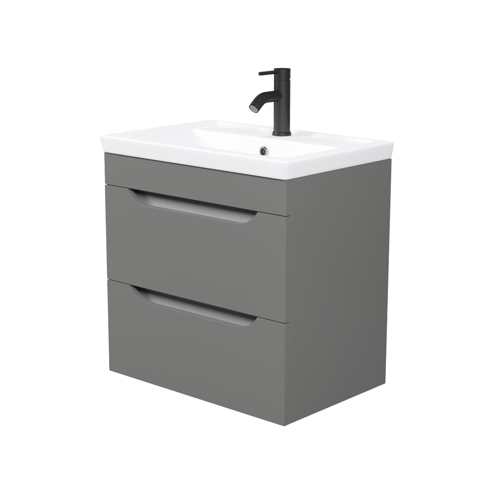 Изображение товара Тумба с умывальником IDDIS Sky подвесная, 60 см, серый, подходит умывальник 4076000i28 SKY60G0i95K