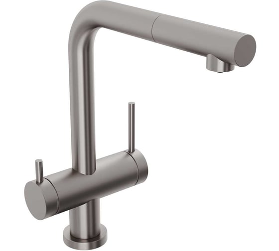 Изображение товара Смеситель для кухни Abelsberg Pura c вытяжным изливом и возможностью подключения фильтра для воды, цвет титан, PVD покрытие OTF70709BN