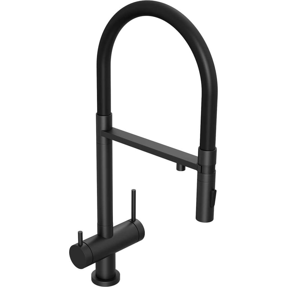 Изображение товара Смеситель для кухни Abelsberg Venta c гибким изливом и возможностью подключения фильтра для воды, цвет вулканический черный IXF73979MB