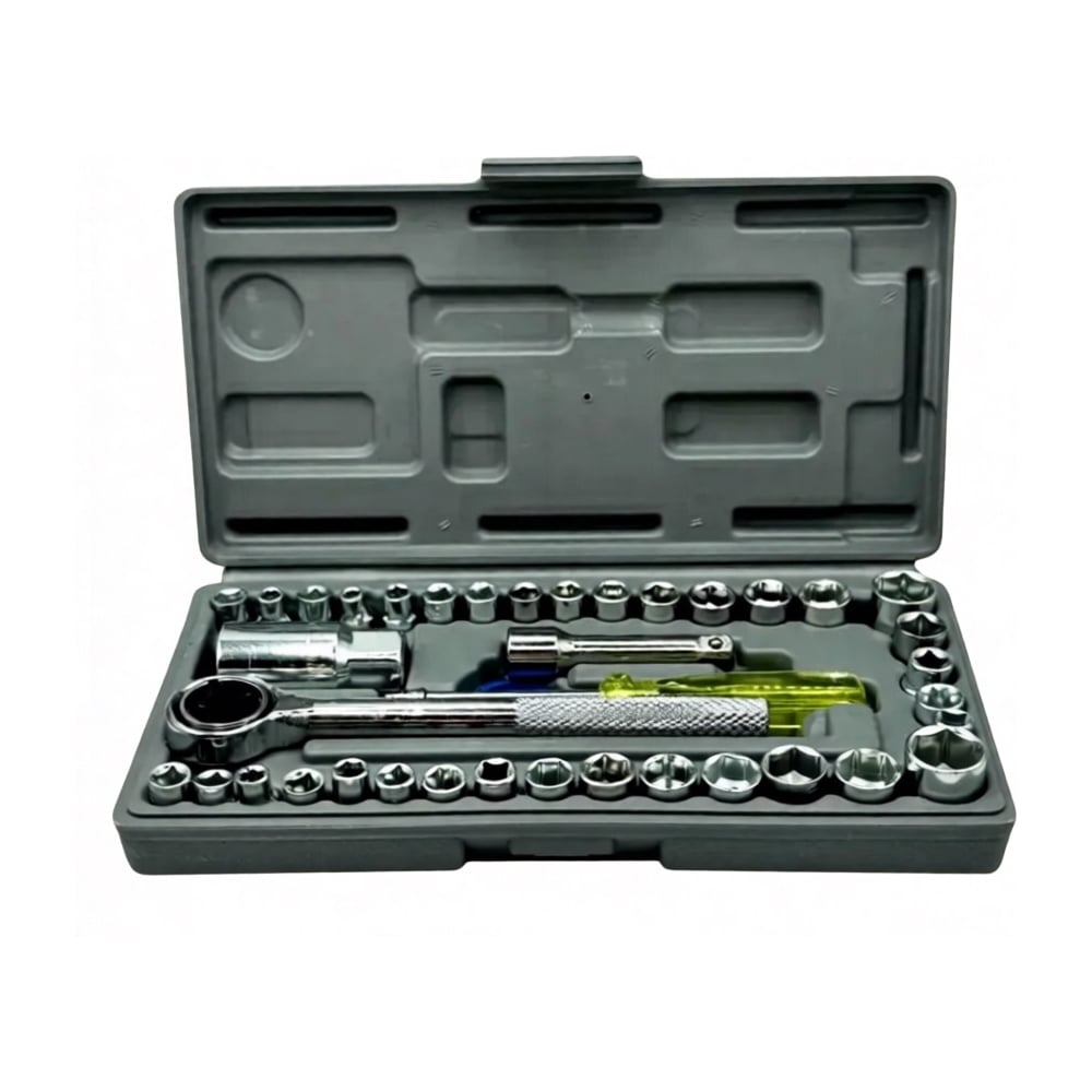 Изображение товара Набор торцевых головок с трещоткой BestRoom, 40 предметов в кейсе, Набор инструментов 40 предметов