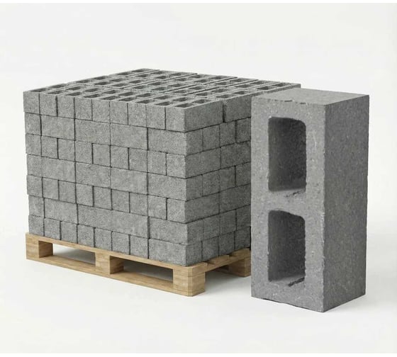 Изображение товара Пескобетонный блок двухпустотный перегородочный ЯЗСМ, 390x100x188 мм, 2520 штук (18,48 м³) 4640013520261