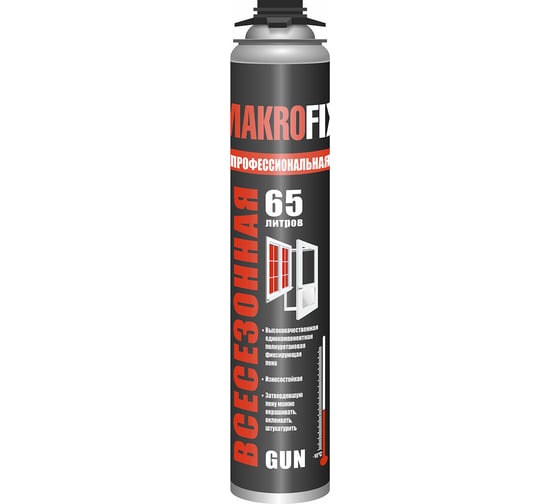 Изображение товара Монтажная полиуретановая пена MAKROFIX (65 л; профессиональная; всесезонная; 850 мл) 2101/3В