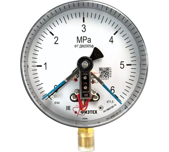 Изображение товара Манометр ПО Физтех, АО ДМ2005ф исп V 0-6 МПа кт.1,5 d.160 IP40 M20_1,5 РШ 4687205622754