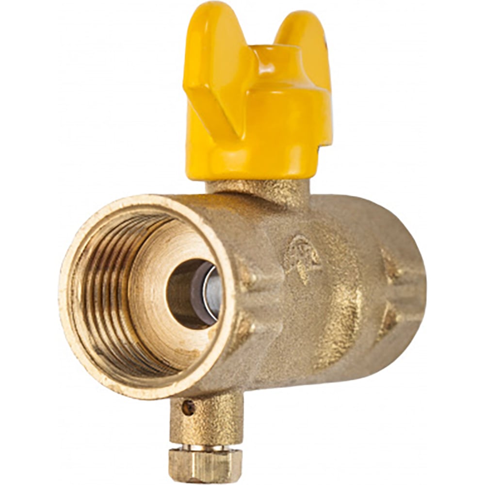 Изображение товара Кран шаровый газовый трёхходовой для манометра с краном Маевского ПО Физтех, АО 11б27пМ.02, Pу 16, Ду 15, G1/2×G1/2, 4687207086653