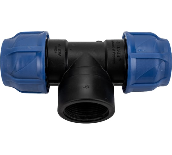 Изображение товара Компрессионный переходной тройник VALFEX ПНД, с внутренней резьбой, 40-1 1/2"-40 1210014011240