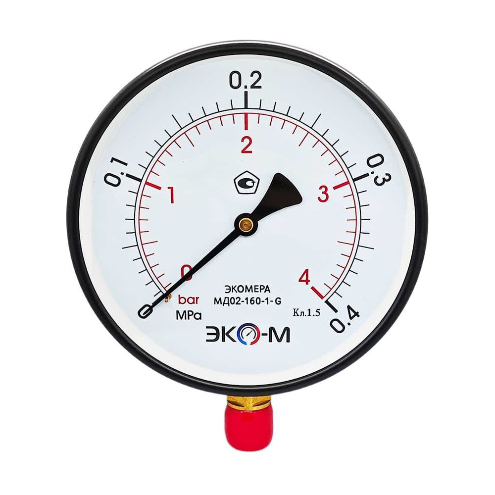 Изображение товара Манометр ЭКО-М МД02-160мм 0..0,4МПа М20*1,5(ТН ВЭД 9026204000) МД02-160-M-0,4МПа
