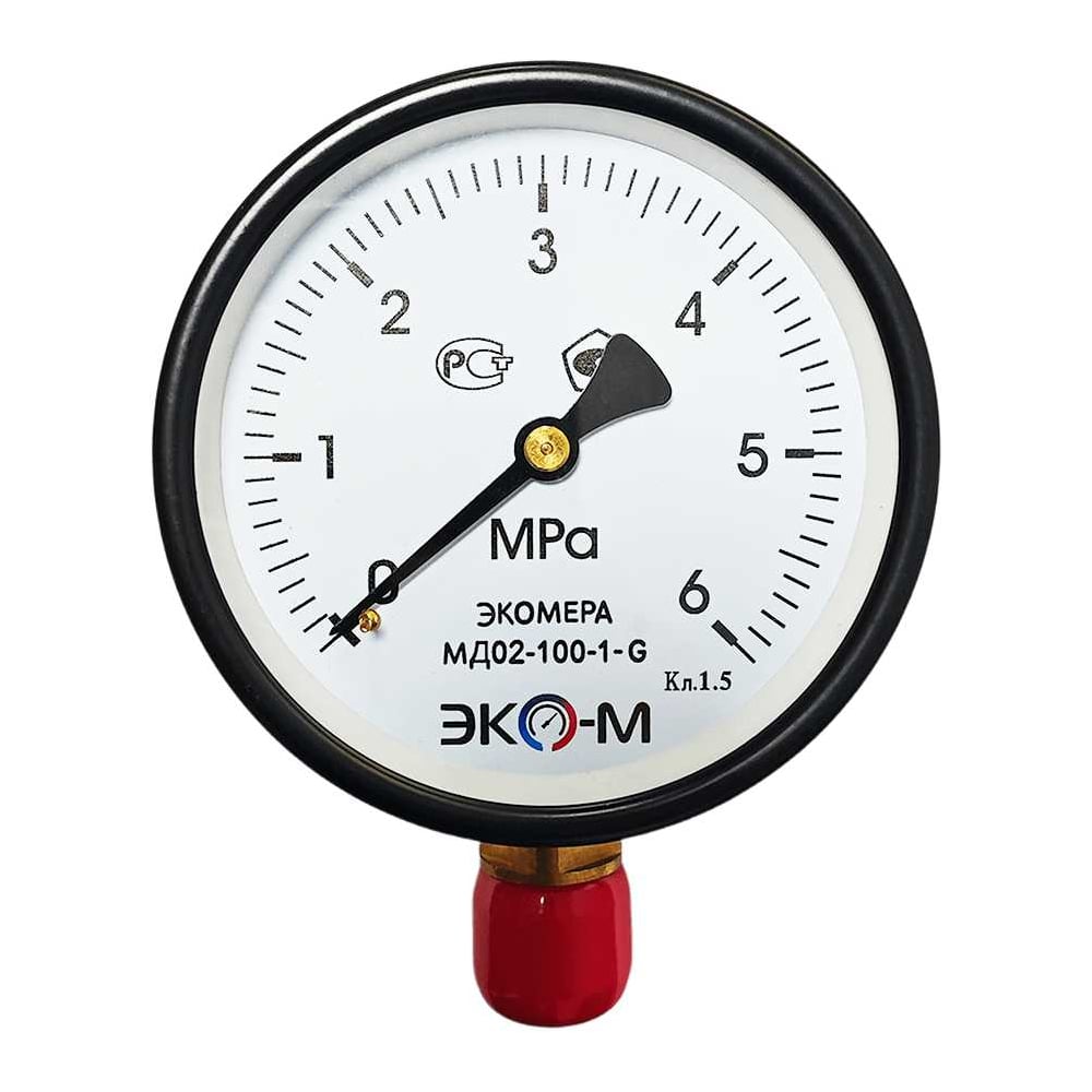 Изображение товара Манометр ЭКО-М МД02-100мм 0..6МПа G1/2(ТН ВЭД 9026204000) МД02-100-G-6МПа Изображение товара Манометр ЭКО-М МД02-100мм 0..6МПа G1/2(ТН ВЭД 9026204000) МД02-100-G-6МПа