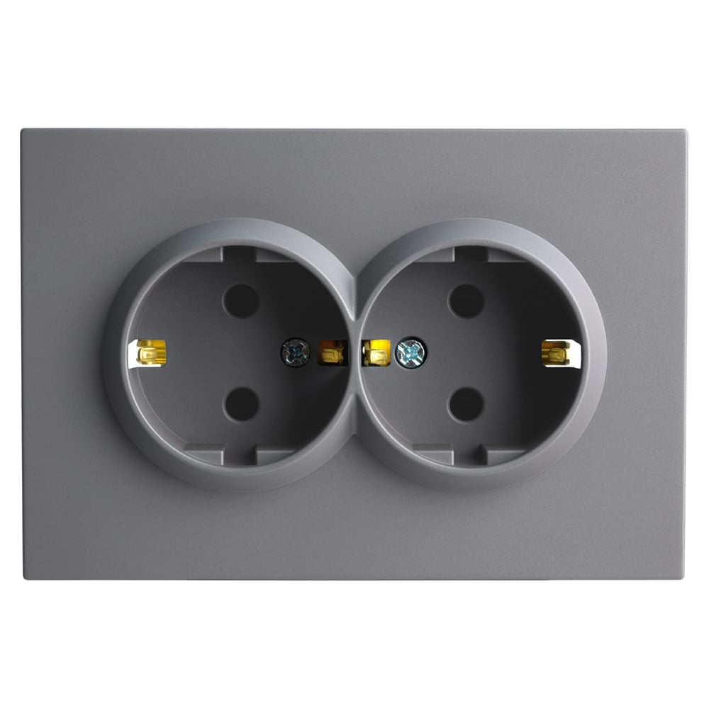 Изображение товара Розетка 2-местная STEKKER с з/ш, с/з, СЗК, 250В, 16А, серия Эмили, RST16-5114-05ZK, черный уголь, soft touch, 50252 Изображение товара Розетка 2-местная STEKKER с з/ш, с/з, СЗК, 250В, 16А, серия Эмили, RST16-5114-05ZK, черный уголь, soft touch, 50252