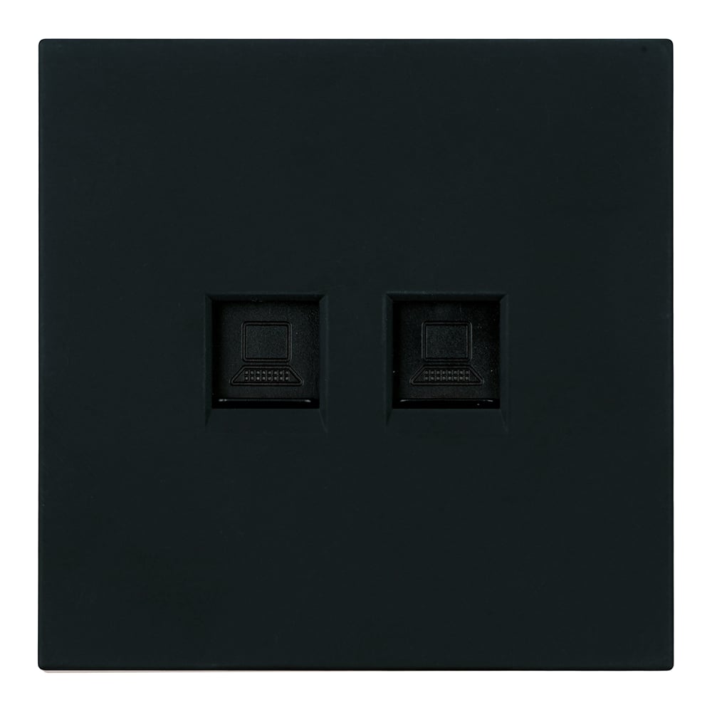 Изображение товара Розетка компьютерная 2-местная STEKKER RJ-45 (механизм), серия Мия, RST00-3111-05, черный бархат, 50451