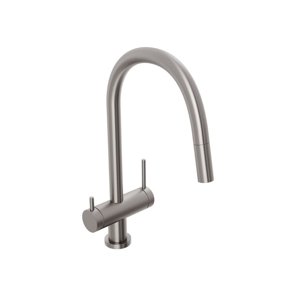 Изображение товара Смеситель для кухни Abelsberg Aera c вытяжным изливом и возможностью подключения фильтра для воды, цвет титан, PVD покрытие EMF71709BN