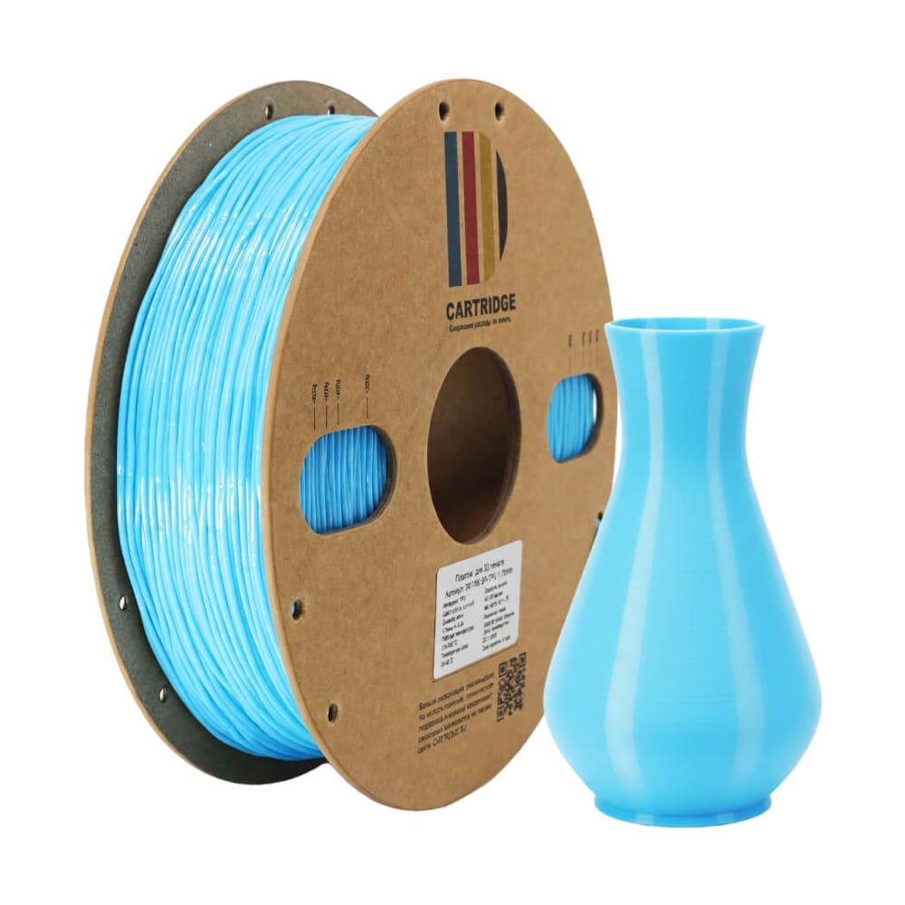 Изображение товара TPU-пластик Solution Print для 3D-принтера, шёлк синий (Silk), CartriDge 361786 Изображение товара TPU-пластик Solution Print для 3D-принтера, шёлк синий (Silk), CartriDge 361786