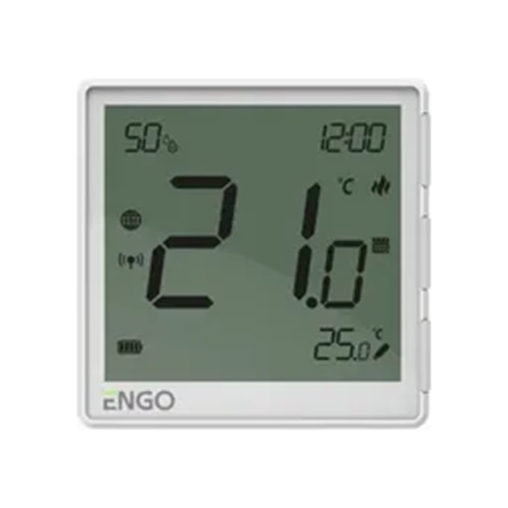 Изображение товара Терморегулятор ENGO controls беспроводной, белый, с модулем Zigbee, с аккумулятором, со встроенным датчиком влажности, с возможностью подключения датчика пола EONEBATW Изображение товара Терморегулятор ENGO controls беспроводной, белый, с модулем Zigbee, с аккумулятором, со встроенным датчиком влажности, с возможностью подключения датчика пола EONEBATW