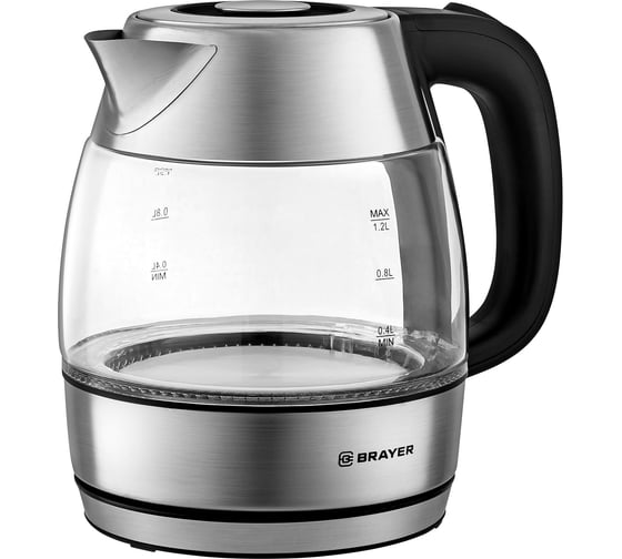 Изображение товара Чайник электрический BRAYER 6113BR 1630 Вт, 1,2 л, стеклян.корп, автоотключ BR6113