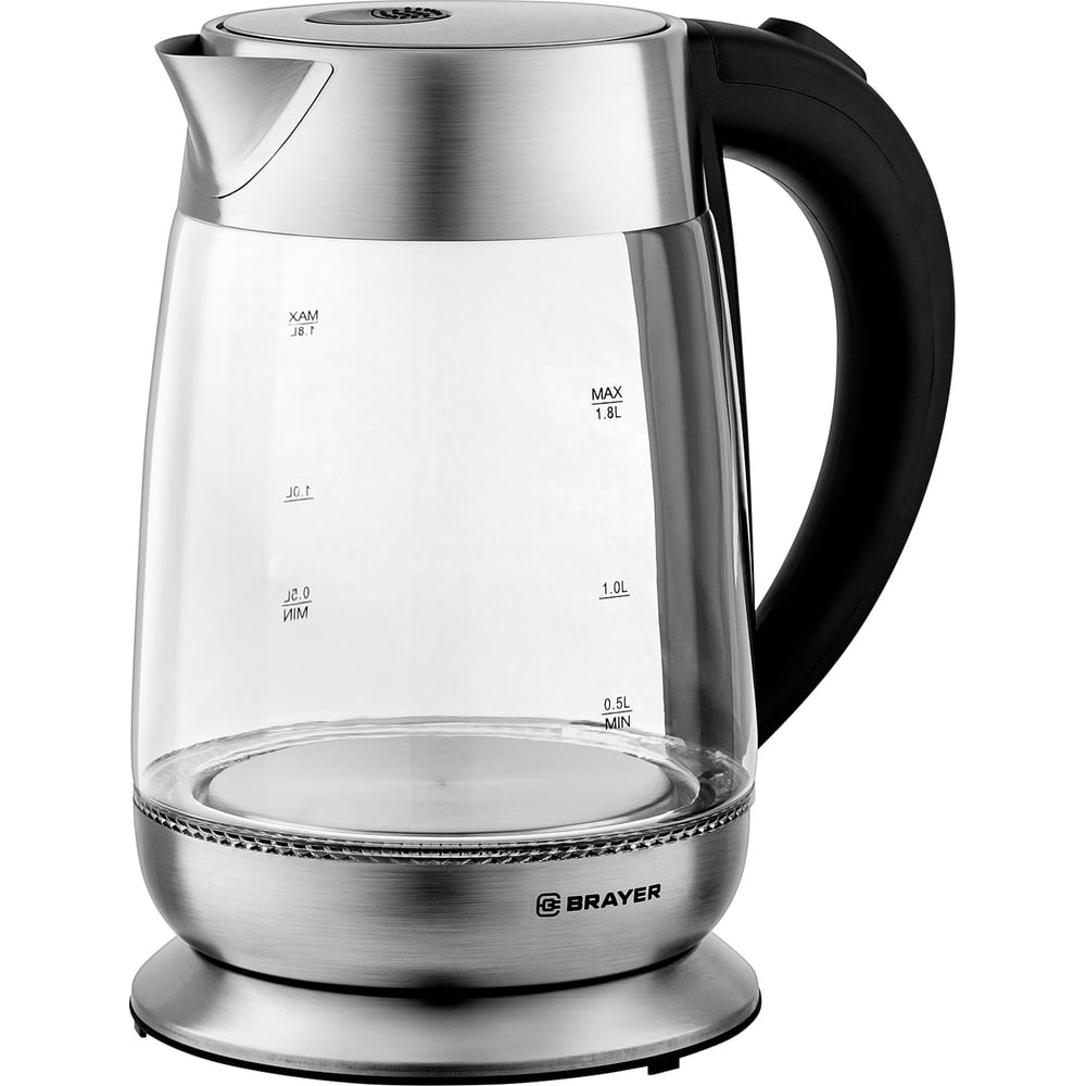 Изображение товара Чайник электрический BRAYER 6114BR 2200 Вт, 1,8 л, стеклян.корп, автоотключ BR6114