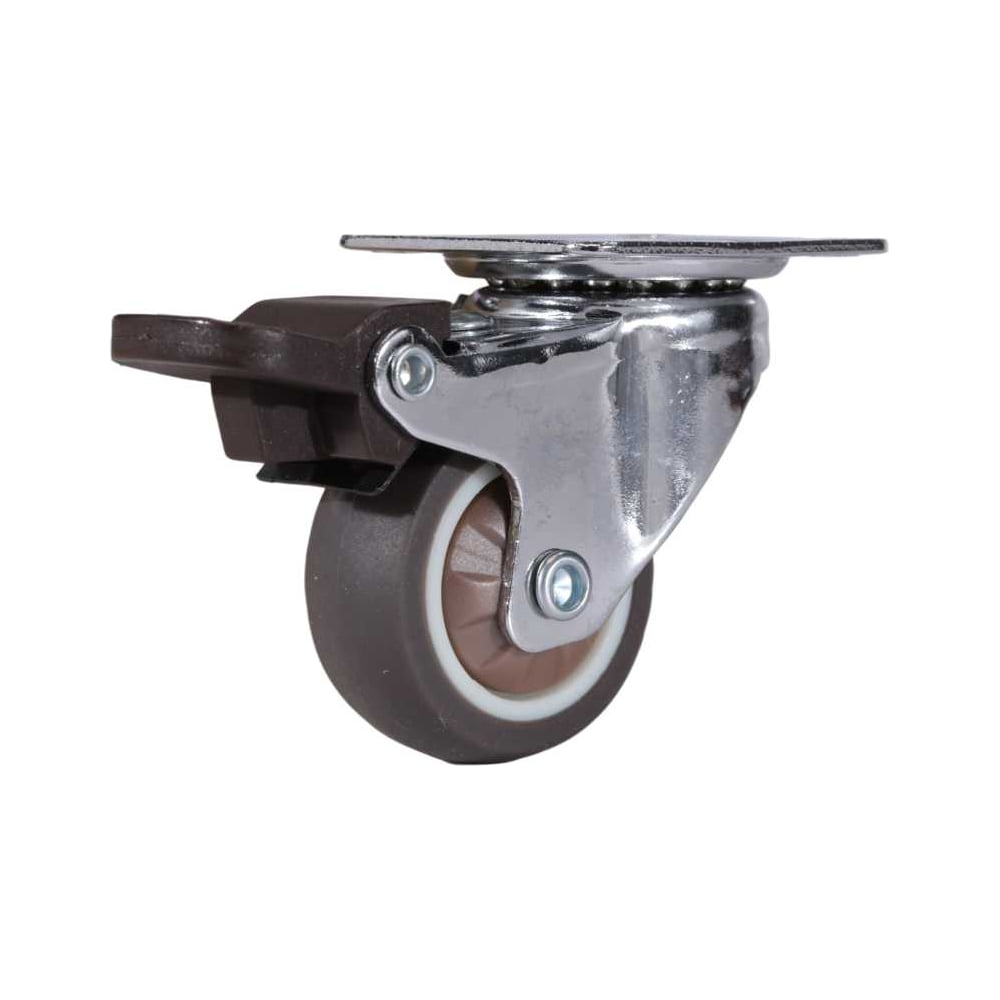 Изображение товара Колесо поворотное Brante 40 мм с тормозом, с подшипником TPR серая резина комплект 2 колеса 659125