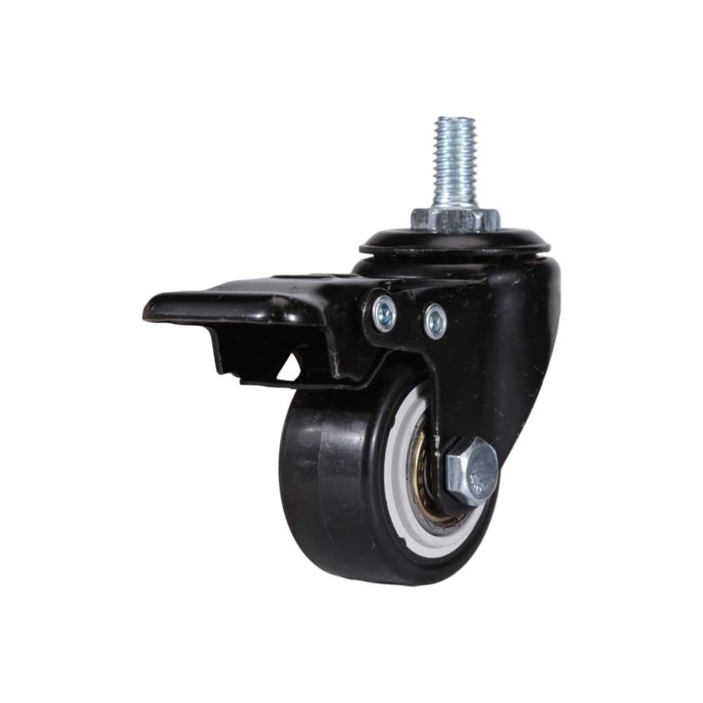 Изображение товара Колесо поворотное Brante 40 мм. на штыре с тормозом черный с двухрядным шариковым подшипником комплект 2 колеса 659132
