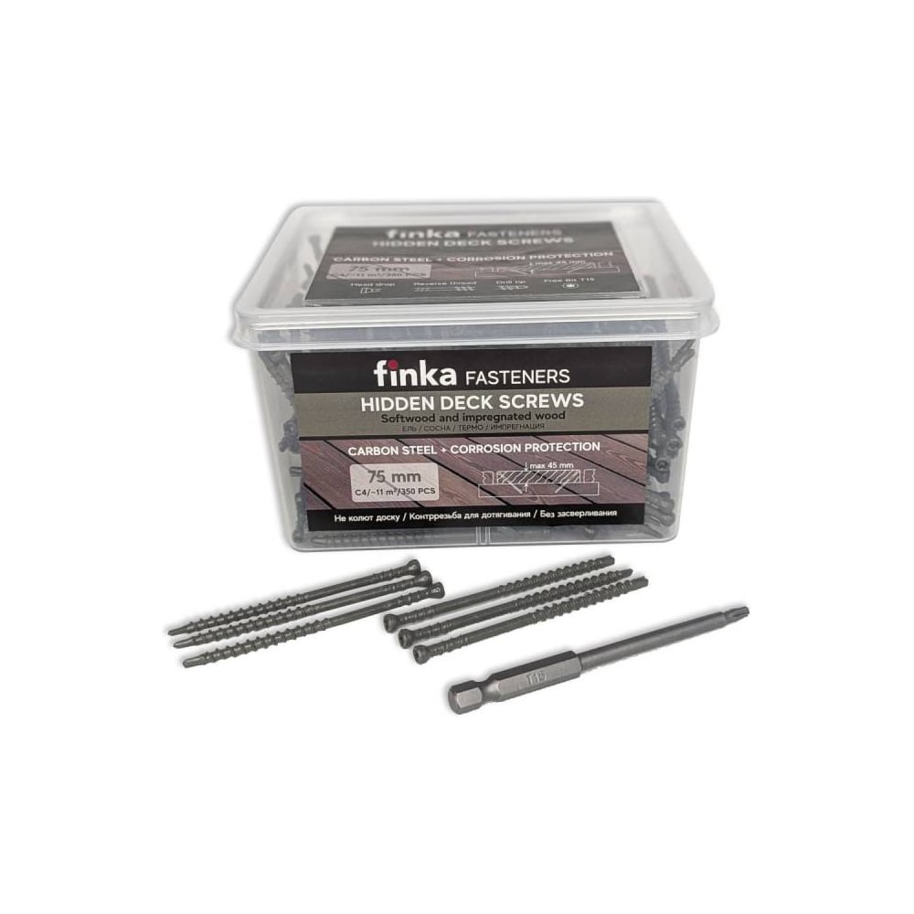 Изображение товара Саморезы Finka Hidden Deck Screws C4 75 mm (350 шт) 75350C4HS