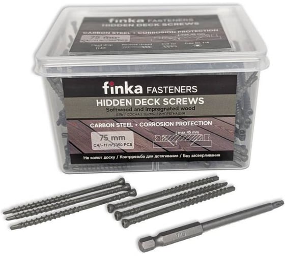 Изображение товара Саморезы Finka Hidden Deck Screws C4 75 mm (350 шт) 75350C4HS