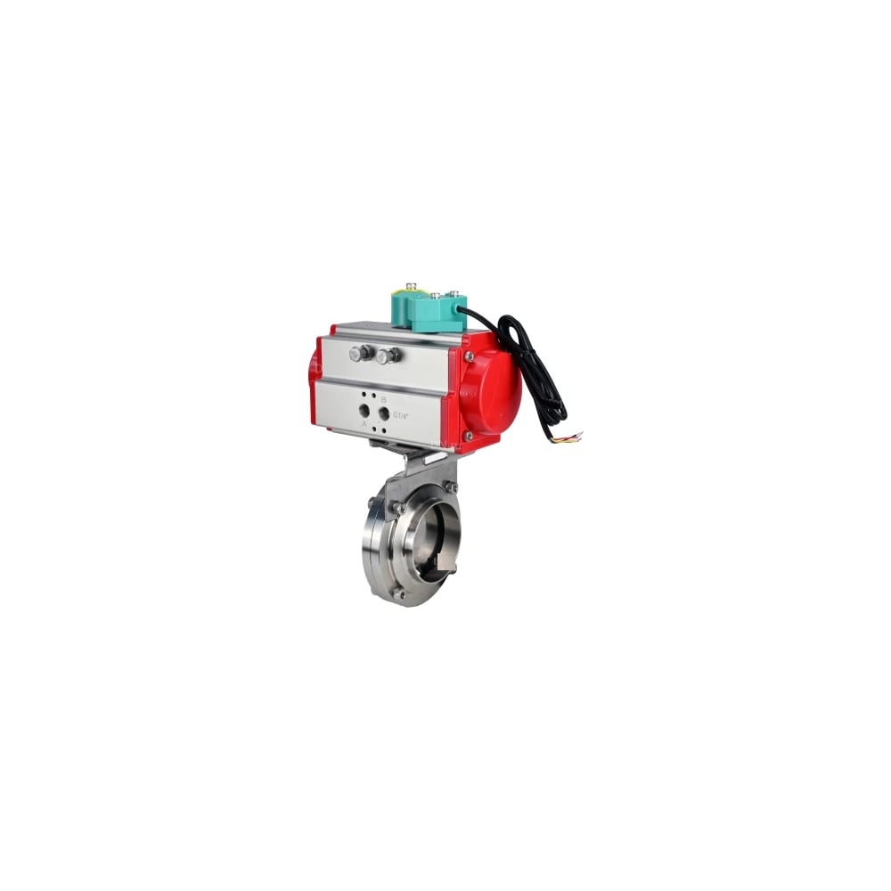 Затвор дисковый DN.ru 304-304-EPDM-2W- W-H Ду15 Ру10 под приварку, пищевая нерж.сталь, пневмопривод SA-065, пневмораспр. (2EM) 220VAC, МППП-200 D050-89356
