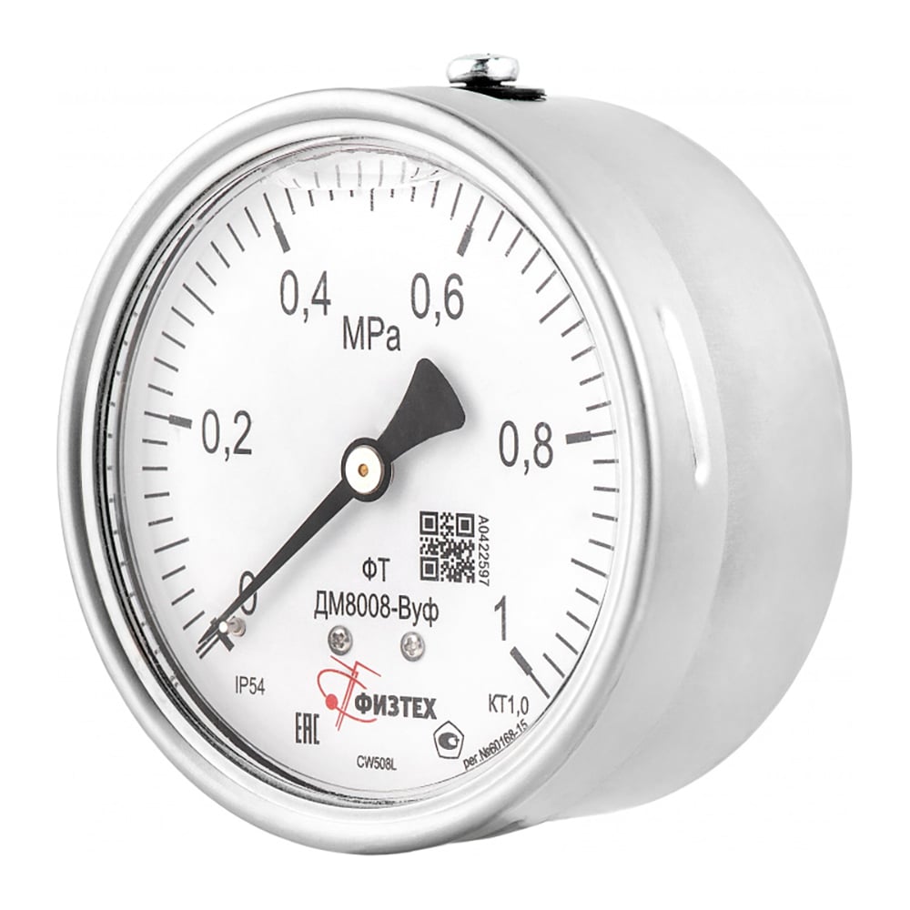 Изображение товара Манометр виброустойчивый ДМ8008-ВУф 0-6 МПа кт.1,0 d.100 IP54 M20х1,5 ОШ Без запол ПО Физтех, АО Физтех 4687205639165