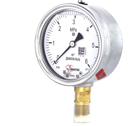 Изображение товара Манометр виброустойчивый ДМ8008-ВУф 0-6 МПа кт.1,0 d.100 IP54 M20х1,5 РШ, Без запол ПО Физтех, АО Физтех 4687205641045
