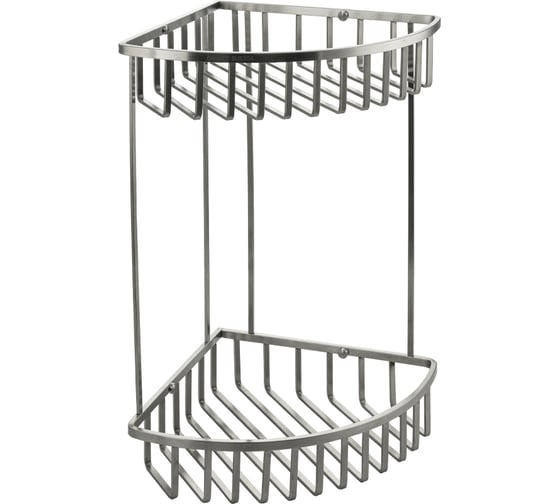 Изображение товара Полочка угловая, овальная, двойная 20 см, плоские прутья, из нержавеющей стали, матовая Санакс. 75054