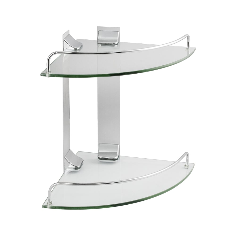 Изображение товара Полка стеклянная угловая, 2-х этажная, стекло толщиной 5 мм Brimix 10102