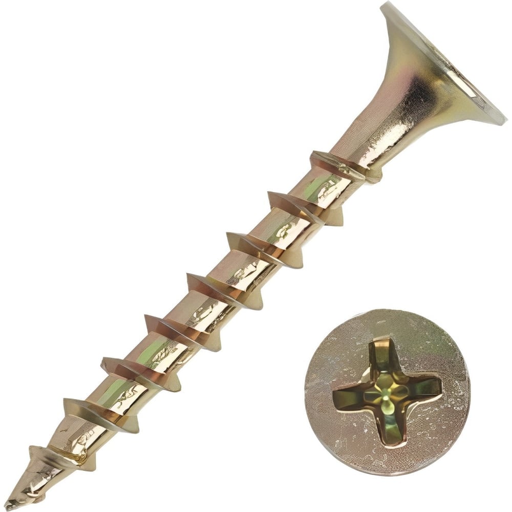 Изображение товара Гипрок-дерево Стройметиз 3,5x45 потай крупн. резьба желт.цинк