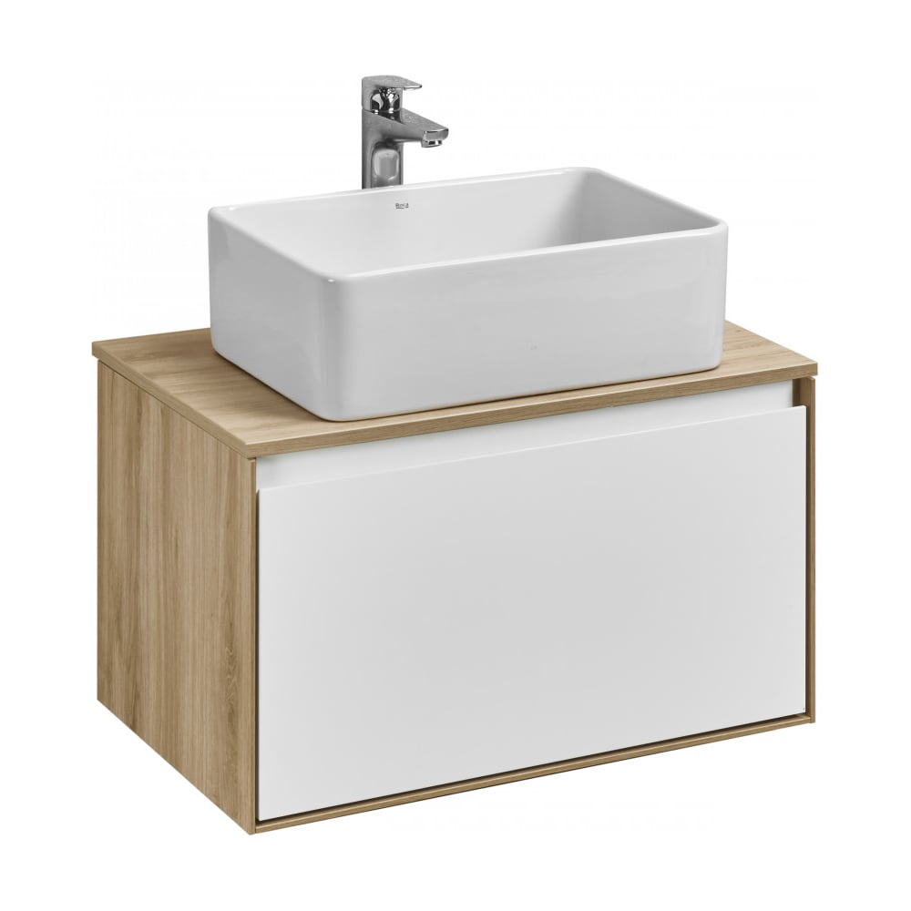 Изображение товара Тумба AQUATON Либерти 70 со столешницей, цвет Дуб Эльвезия/Белый глянец/Столешница Дуб Эльвезия 1A2798V1LYC70