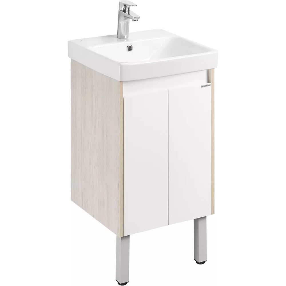 Изображение товара Тумба AQUATON Сканди Doors 55 с раковиной Адриана 55, цвет Белый/дуб верона 1A2788V0SDB20